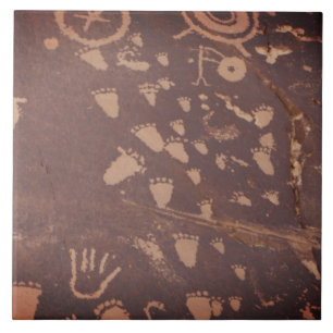 Southwest Petroglyph Native American Footprint ST Fliese