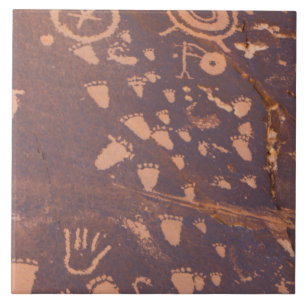 Southwest Petroglyph Native American Footprints Fliese