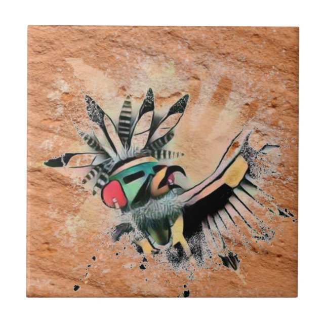 Southwest Petroglyph Native Kachina Dancer Fliese (Vorderseite)