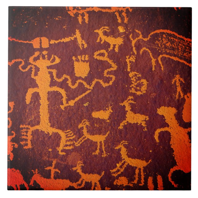 Southwest Petroglyph Prehistorisches Kunstmuseum K Fliese (Vorderseite)