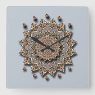 Southwest Pottery Art Mandala Wall Clock Quadratische Wanduhr