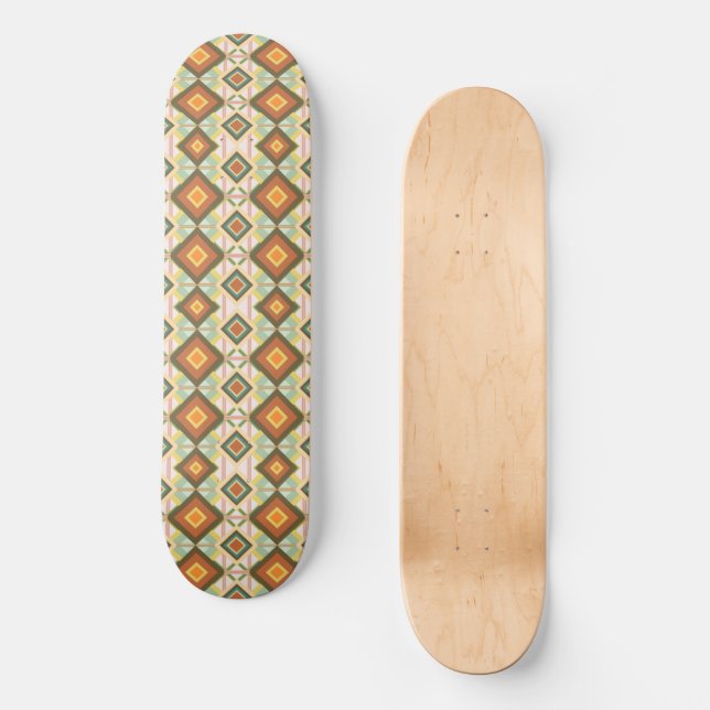 Southwest Retro Pop Art Diamanten Gemustert Skateboard (Vorderseite)