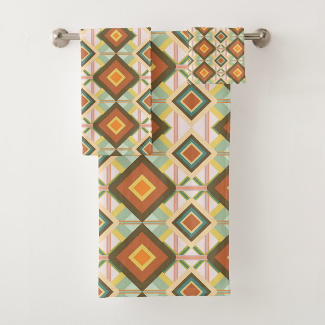 Southwest Retro Pop Art Diamanten Muster Badhandtuch Set (Insitu)