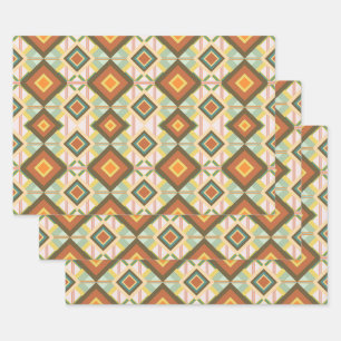 Southwest Retro Pop Art Diamanten Muster Geschenkpapier Set