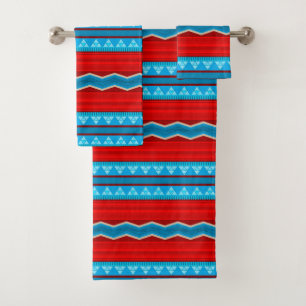 Southwest River Canyon Geometric Red Turquoise Badhandtuch Set