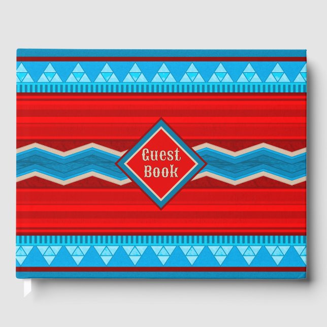 Southwest River Canyon Geometric Red Turquoise Gästebuch (Vorderseite)