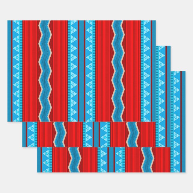 Southwest River Canyon Geometric Red Turquoise Geschenkpapier Set (Set)