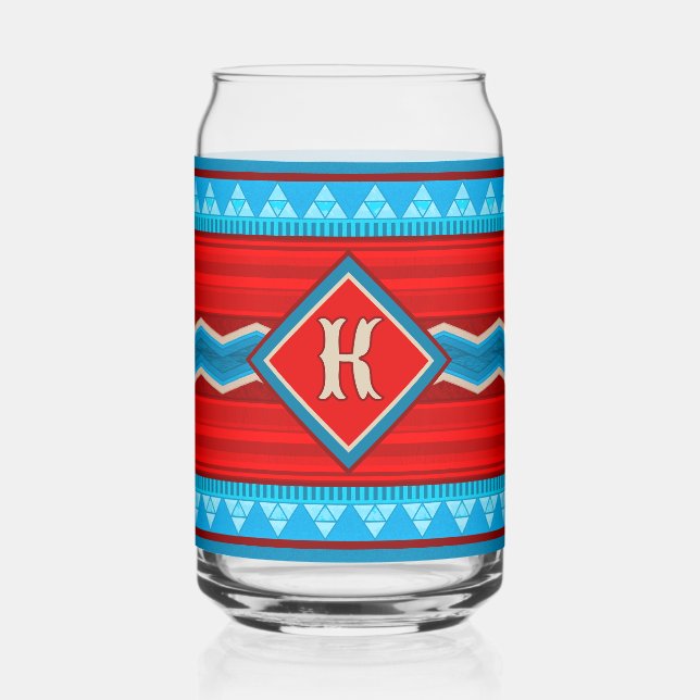 Southwest River Canyon Red Turquoise Monogram Dosenglas (Vorderseite)