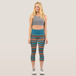 Southwest Style Geometric Cameron Gorge Design Capri Leggings