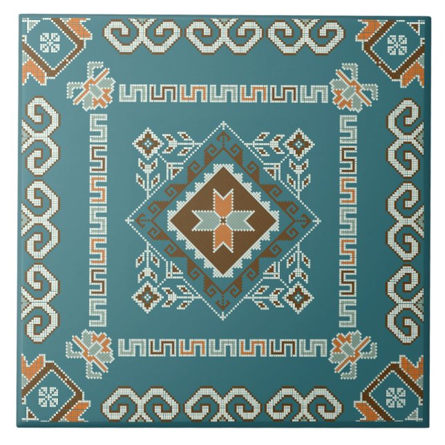 Southwest Styled Teal Ceramic Tile Fliese (Vorderseite)