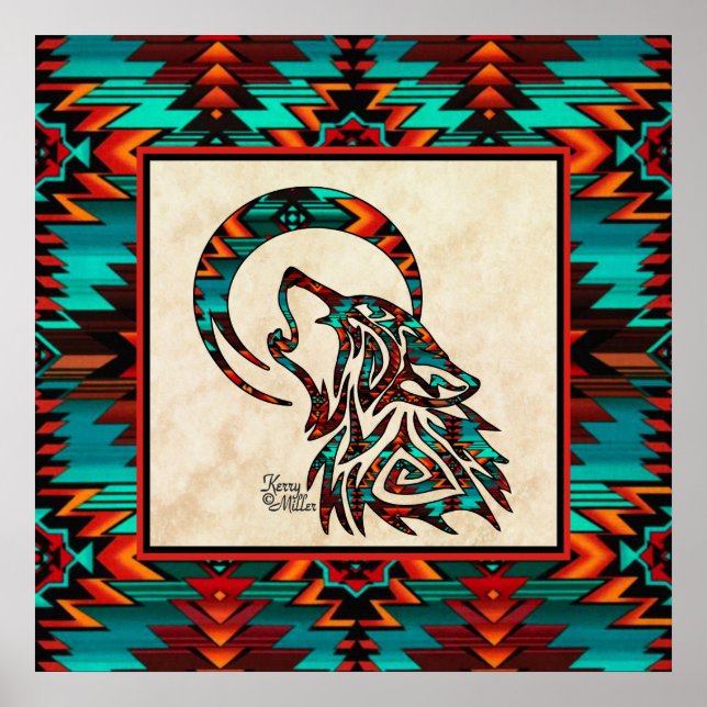 Southwest Tribal Wolf Poster (Vorne)