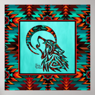 Southwest Tribal Wolf Poster