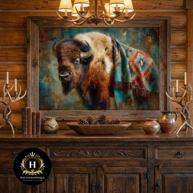 Southwest Turquoise Bison Portrait Seidenpapier (Von Creator hochgeladen)
