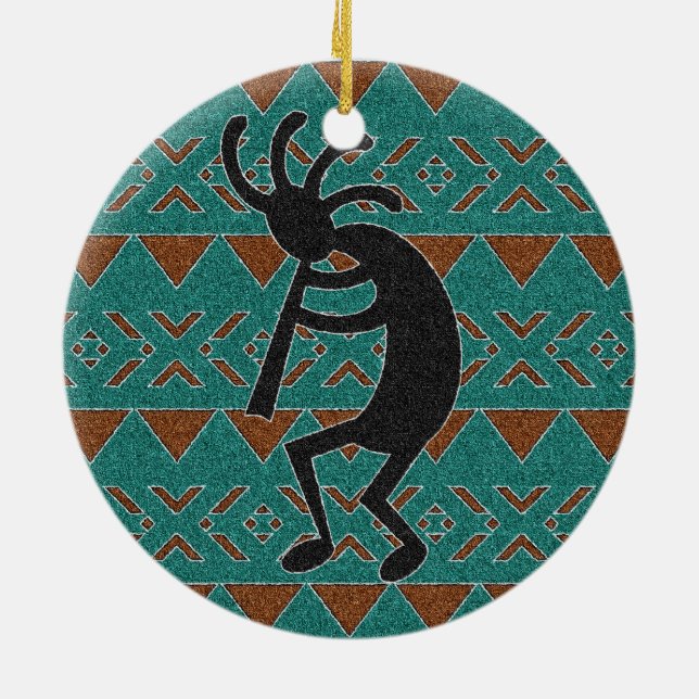 Southwest Turquoise Kokopelli Stammesdesign Keramikornament (Hinten)