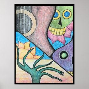 Southwest Wüste Skull Folk Art Poster