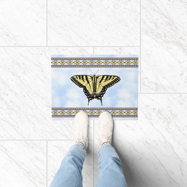 Southwest Yellow Swallowtail Butterfly Blue Sky Fußmatte (Indoor)