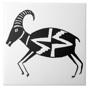Southwestern Art Ancient Mimbres Potterie Sheep Fliese