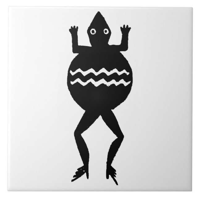 Southwestern Art Ancient Mimbres Pottery Frosch Fliese (Vorderseite)