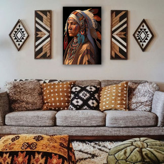 Southwestern Art Portrait of Indian Woman Leinwanddruck
