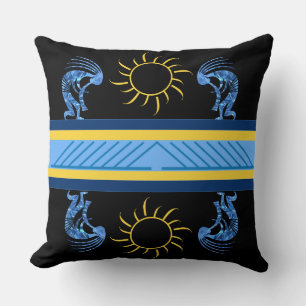Southwestern Blue Kokopelli Throw Pillow Kissen