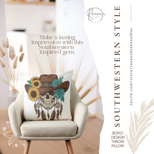 Southwestern Boho Design Skull Throw Pillow Kissen (Von Creator hochgeladen)