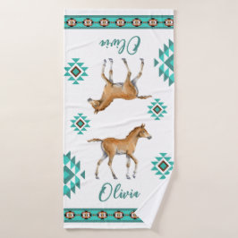 Southwestern Country Pferdegeschenk Badehandtuch