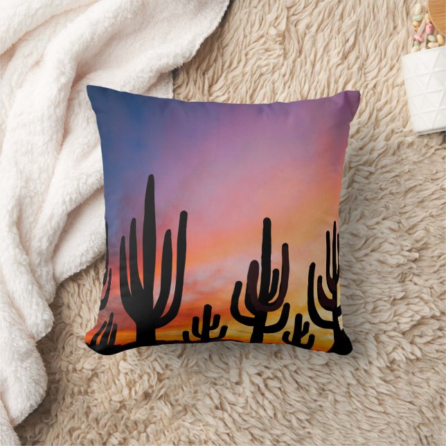 Southwestern Desert Landscape Cactus Sunrise Image Kissen (Decke)