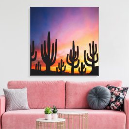Southwestern Desert Landscape Cactus Sunrise Image Leinwanddruck