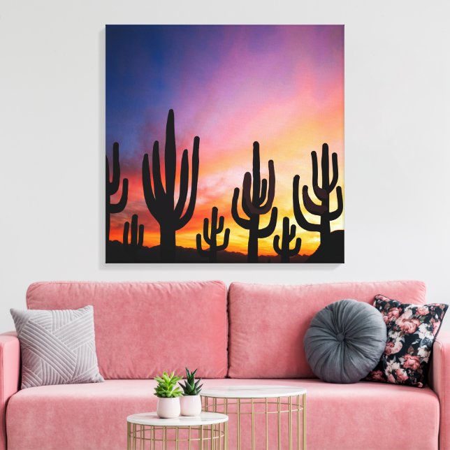 Southwestern Desert Landscape Cactus Sunrise Image Leinwanddruck (Insitu (Wohnzimmer))