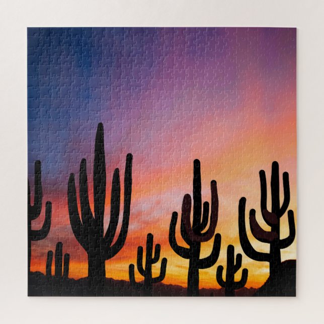 Southwestern Desert Landscape Cactus Sunrise Image Puzzle (Vertikal)