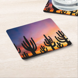 Southwestern Desert Landscape Cactus Sunrise Image Rechteckiger Pappuntersetzer
