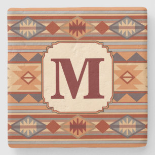Southwestern Design Tan Monogram Steinuntersetzer