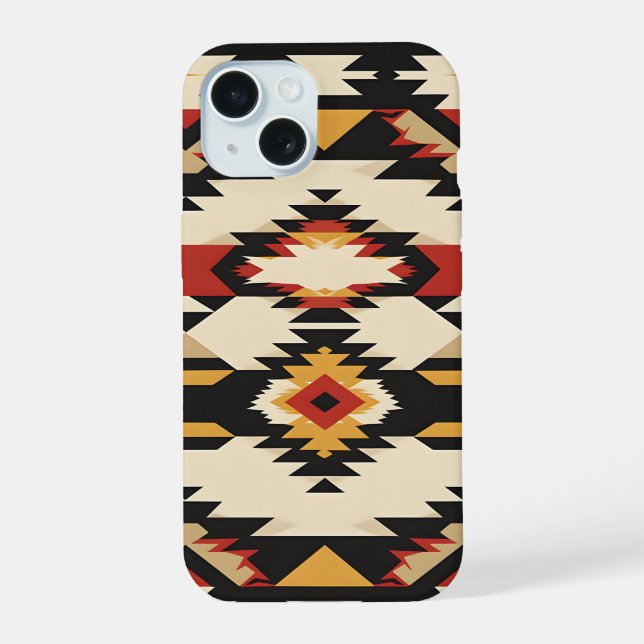 Southwestern Geometric Tapestry iPhone 15 Hülle (Rückseite)