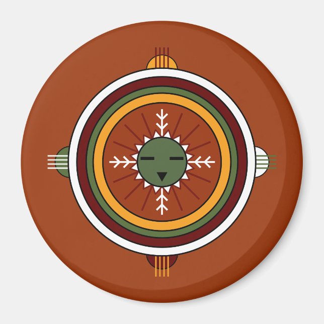 Southwestern Hopi Native American Tribal Sun Face Magnet (Vorne)