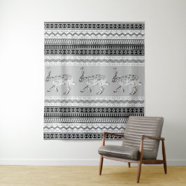 Southwestern Jackkanbit Schwarz-weiß Gray Geometri Wandteppich