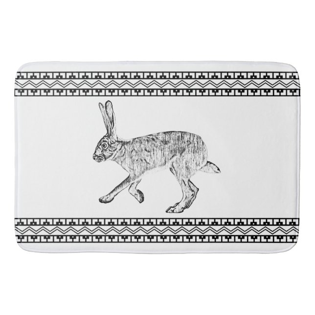 Southwestern Jackrabbit Black and White Geometric Badematte (Vorderseite)