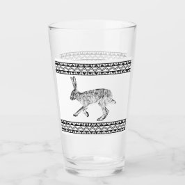 Southwestern Jackrabbit Black and White Geometric Glas