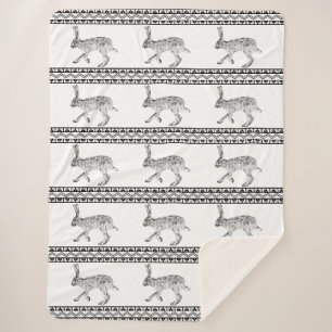 Southwestern Jackrabbit Black and White Geometric Sherpadecke