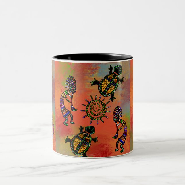 SOUTHWESTERN KOKOPELLI ART ZWEIFARBIGE TASSE (Mittel)