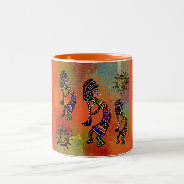 SOUTHWESTERN KOKOPELLI ART ZWEIFARBIGE TASSE (Mittel)