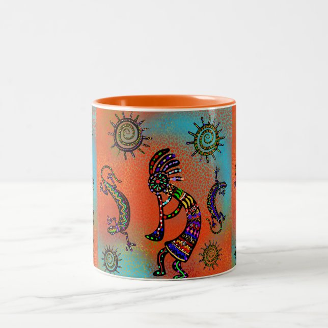 SOUTHWESTERN KOKOPELLI ART ZWEIFARBIGE TASSE (Mittel)