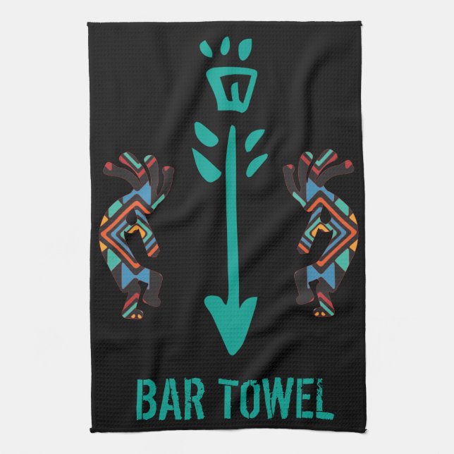 Southwestern Kokopelli Bar Towel Geschirrtuch (Vertikal)