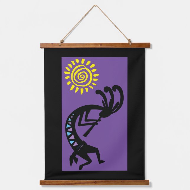 Southwestern Kokopelli Hanging Tapestry Wandteppich Mit Holzrahmen (Vorderseite)