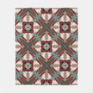 Southwestern Large Print Earth Tones Fleecedecke