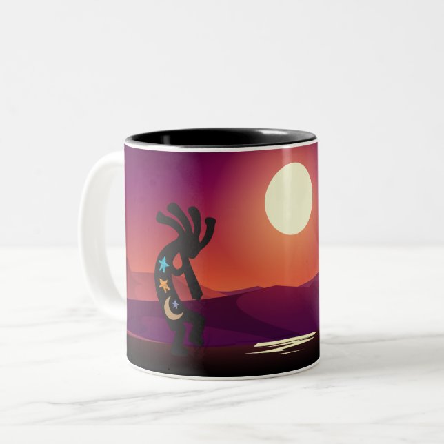 Southwestern Moon Kokopelli Zweifarbige Tasse (Vorderseite Links)