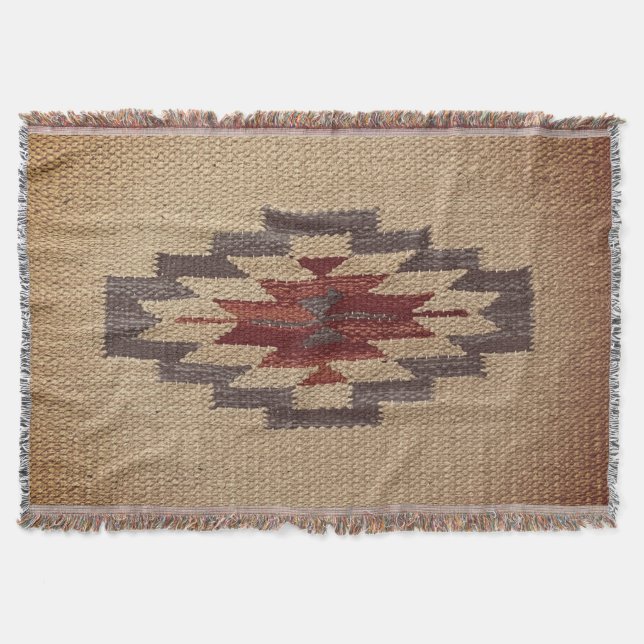 Southwestern Navajo Weave Print, verblasste Toffee Decke (Vorderseite)