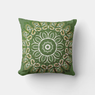 Southwestern Orange beige Scribble Design auf grün Kissen