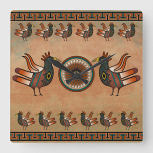 Southwestern style clock quadratische wanduhr