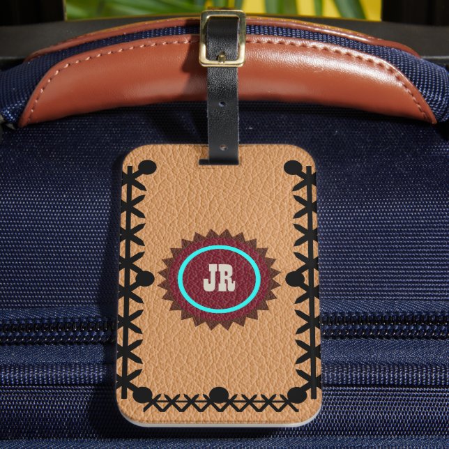 Southwestern Style Leather Look Gepäcktag Gepäckanhänger (Vorderseite Insitu 2)