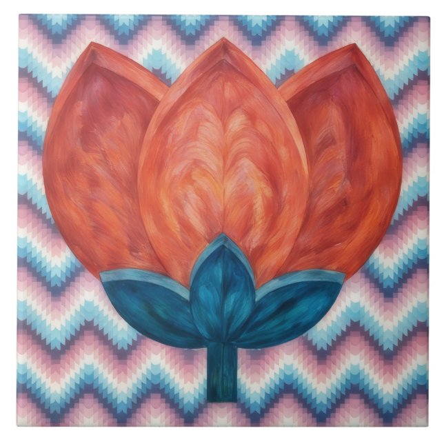 Southwestern Style Tulip Flower Decorative Tile Fliese (Vorderseite)